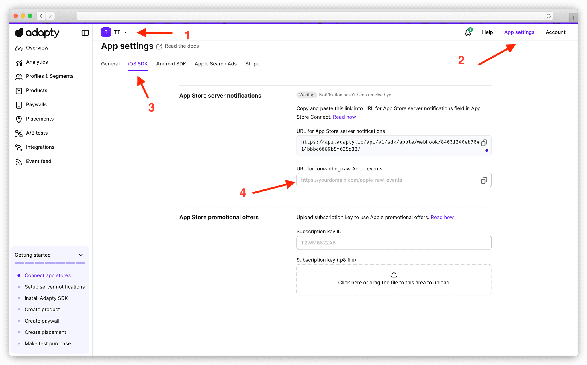 Configure Adapty to forward raw Apple events to RefundCat