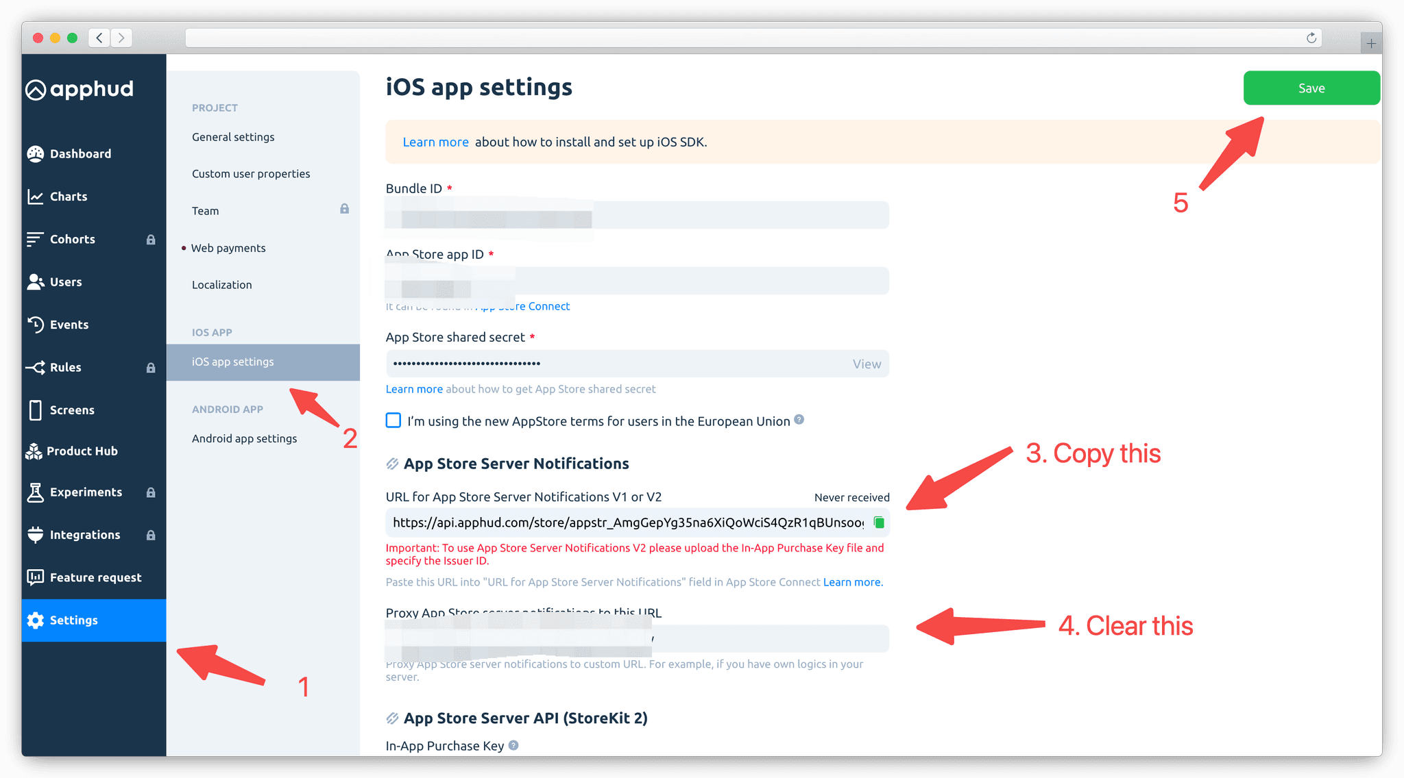 Copy Apphud notification URL