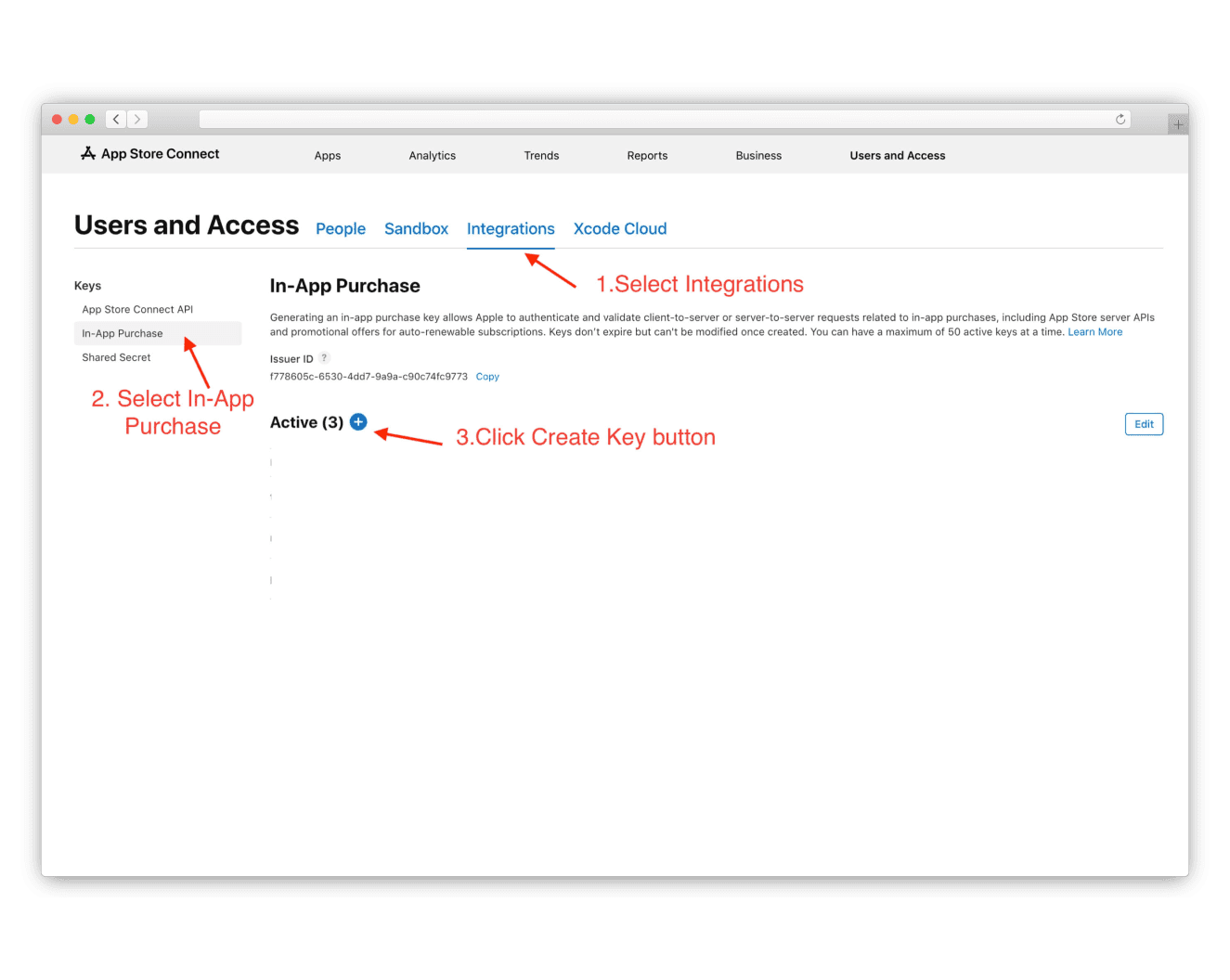 Create an In-App Purchase API key