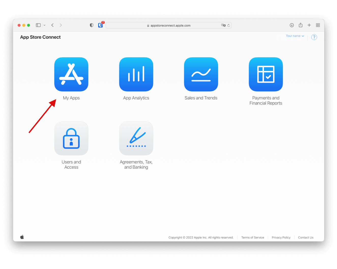Select your app from My Apps
