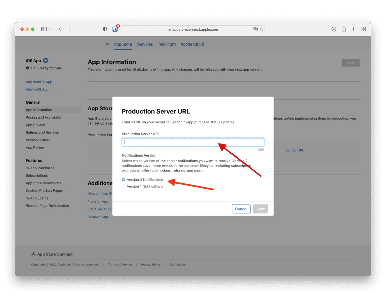Configure Production Server URL to RefundCat